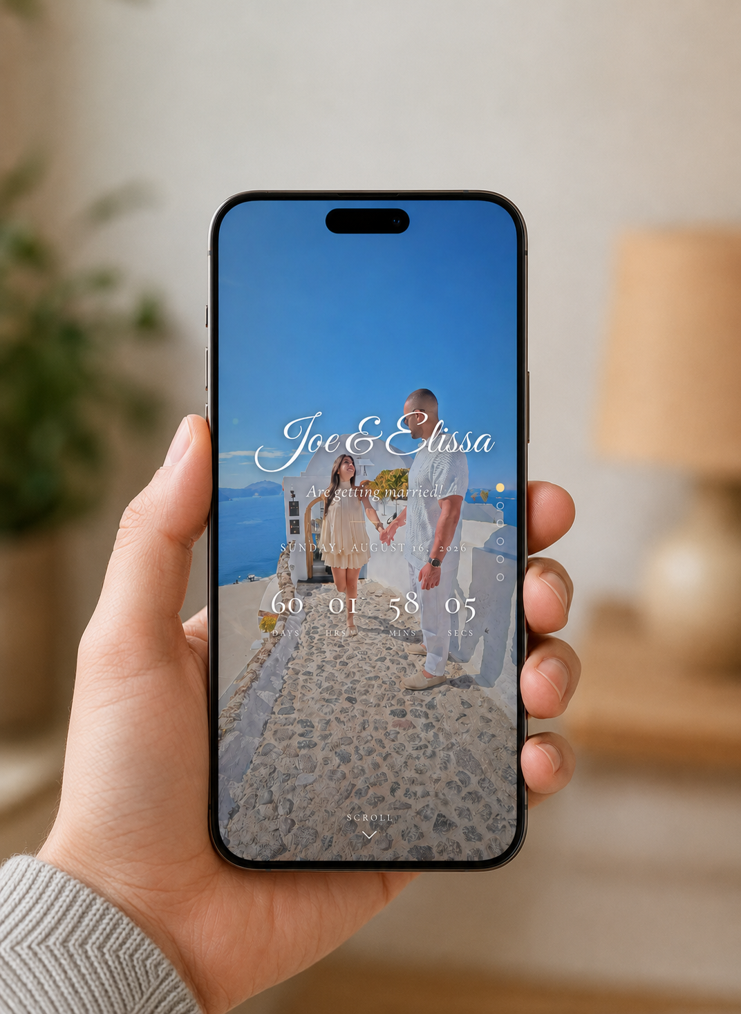 A wedding RSVP form open on a phone showing reply and plus-one options